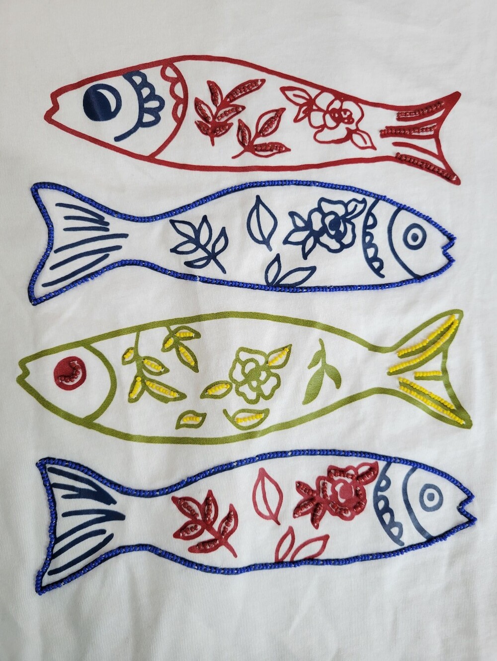 J Crew Broken-in-jersey sardine graphic T-shirt with beads - Picture 7 of 7